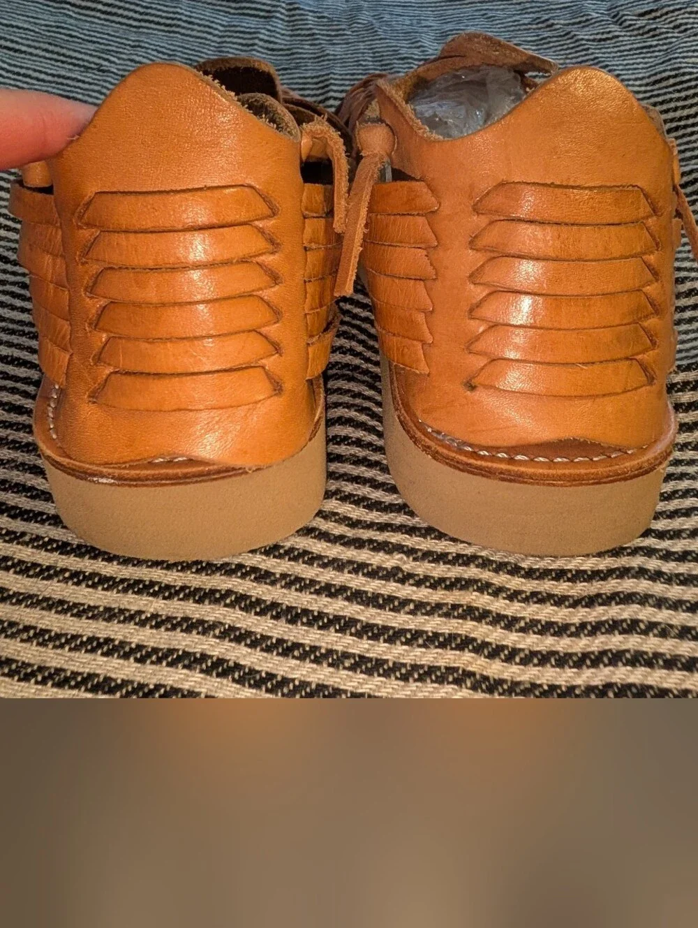 Yuketen Cruz Woven Leather Huarache Tan Shoes Mexico Men 30 US Size 11